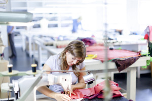 Woman working in a clothes factory